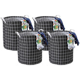 Kuber Industries Laundry Basket For Clothes|Foldable Laundry Hamper|Basket For Toys, Dirty clothes, Storage "45 LTR"-Pack of 4 (Black)